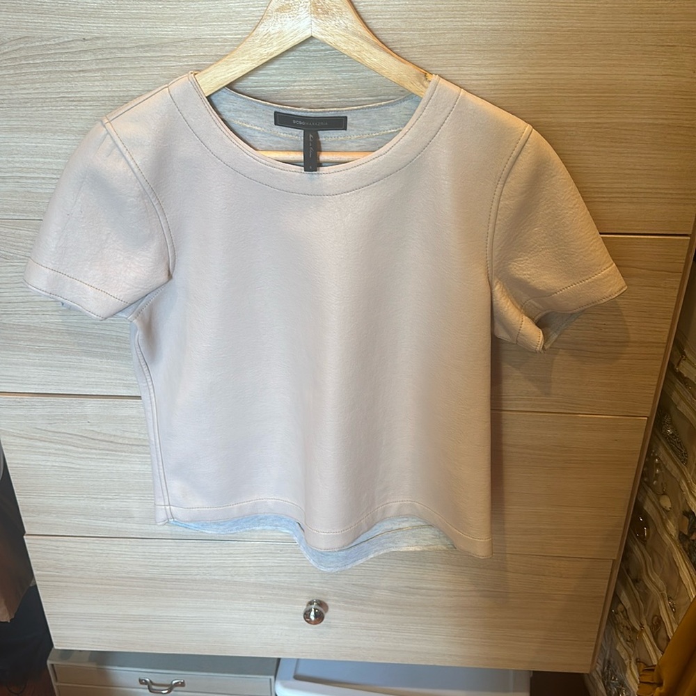 Pink Faux Leather Top BCBG Maxazria